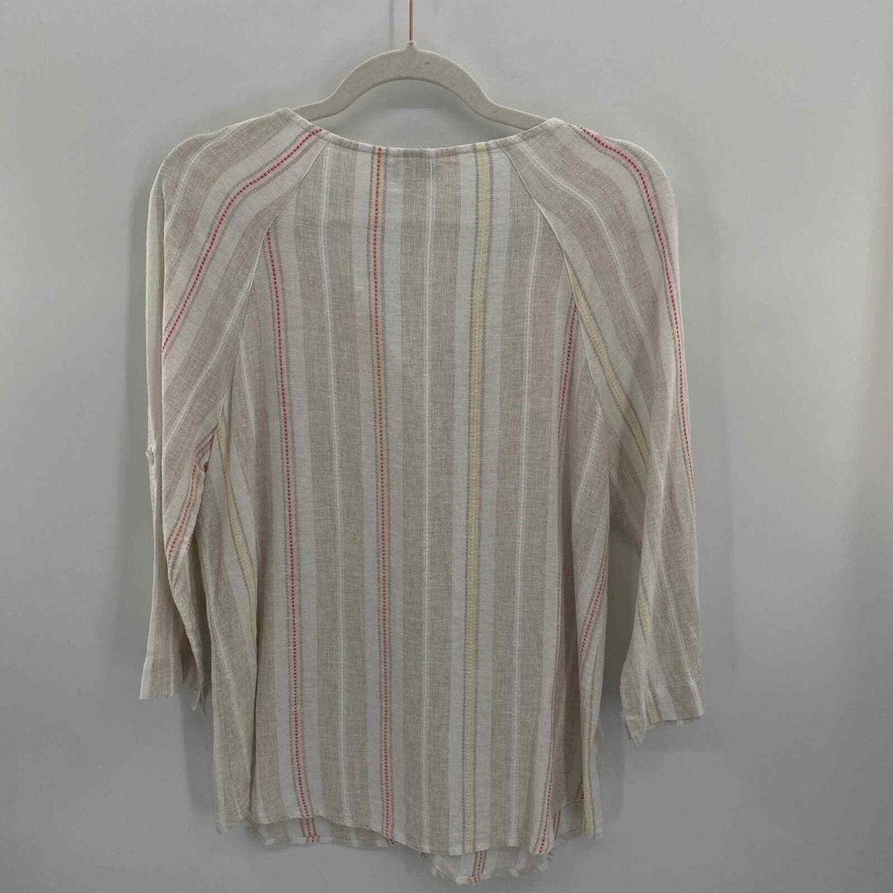 Christopher & Banks Button Front Shirt‎ Womens S White Embroidered Linen Beachy - Picture 6 of 6